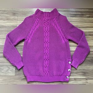 St. John's Bay mock neck cable knit sweater magenta Size S